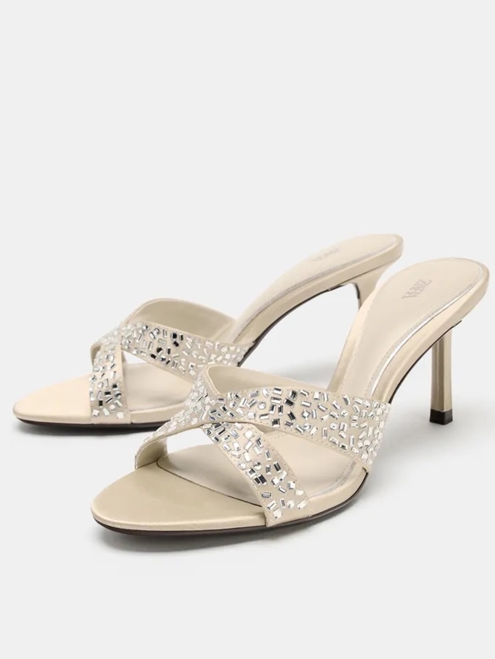 ZARA SPARKLY HEELED MULE SANDALS